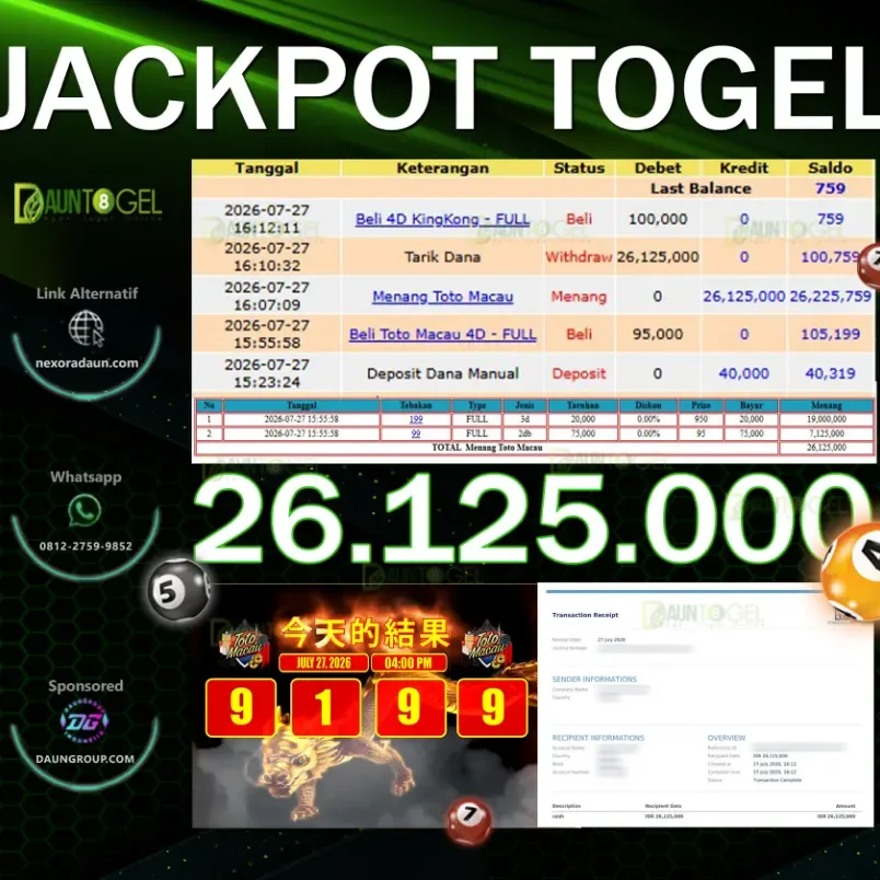 JACKPOT TOGEL TOTO MACAU